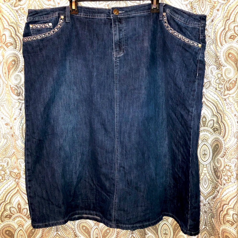 Avenue Denim Rhinestone Skirt